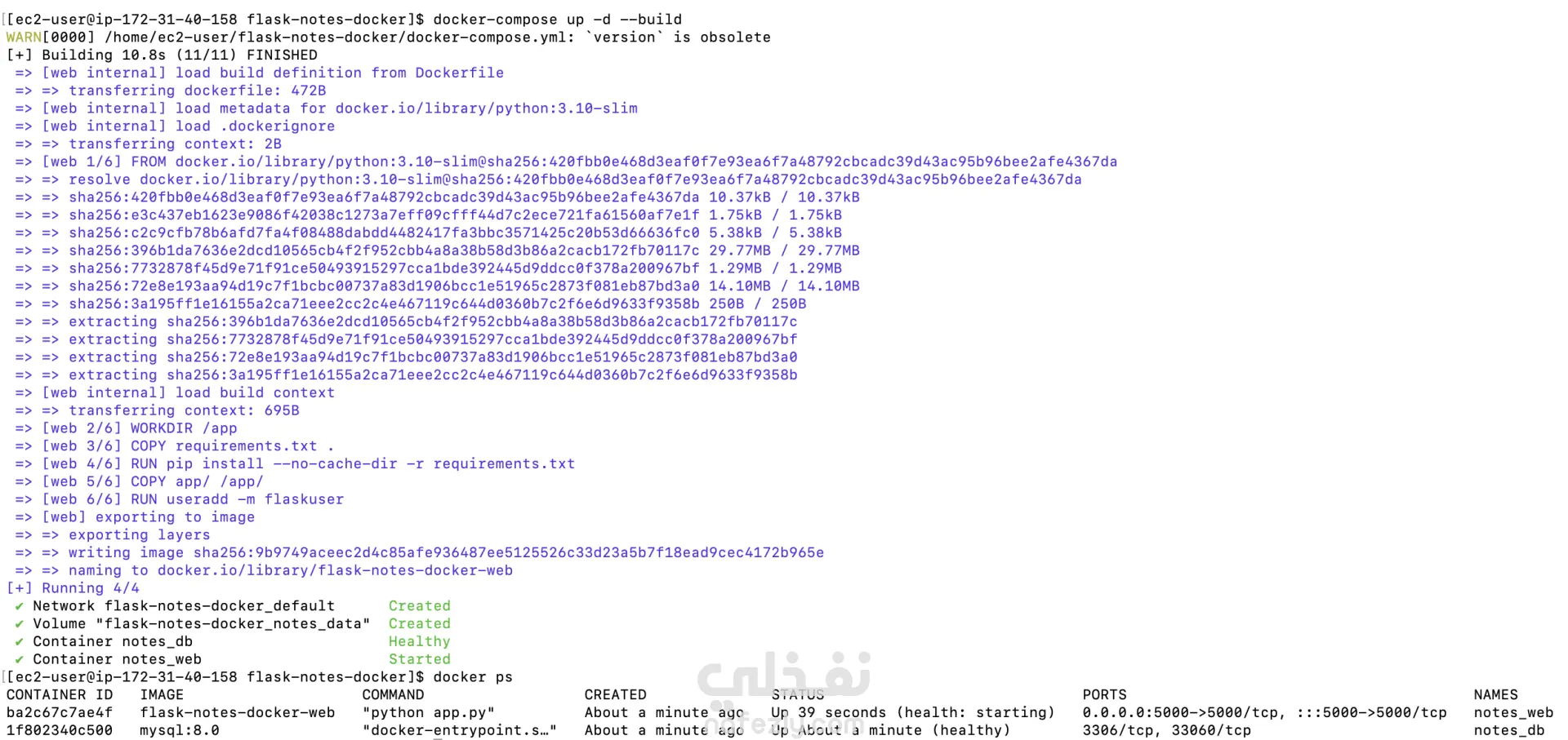 تطبيق ويب لتدوين الملاحظات باستخدام Flask مع Docker Compose