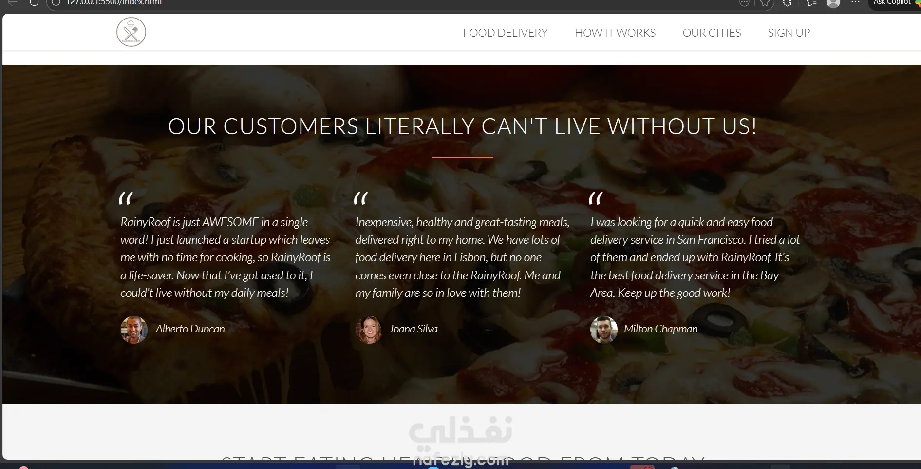 RainyRoof Restaurant Website