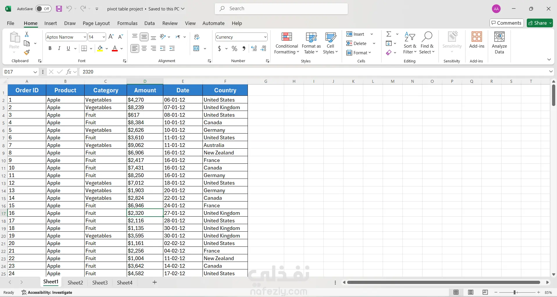 تحليل بيانات المبيعات واستخراج رؤى باستخدام الجداول المحورية (Pivot Tables) في Excel