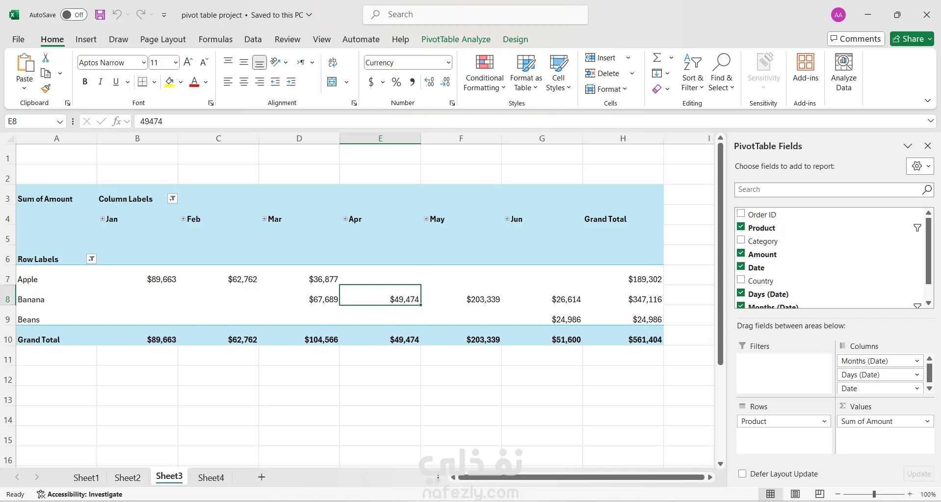 تحليل بيانات المبيعات واستخراج رؤى باستخدام الجداول المحورية (Pivot Tables) في Excel