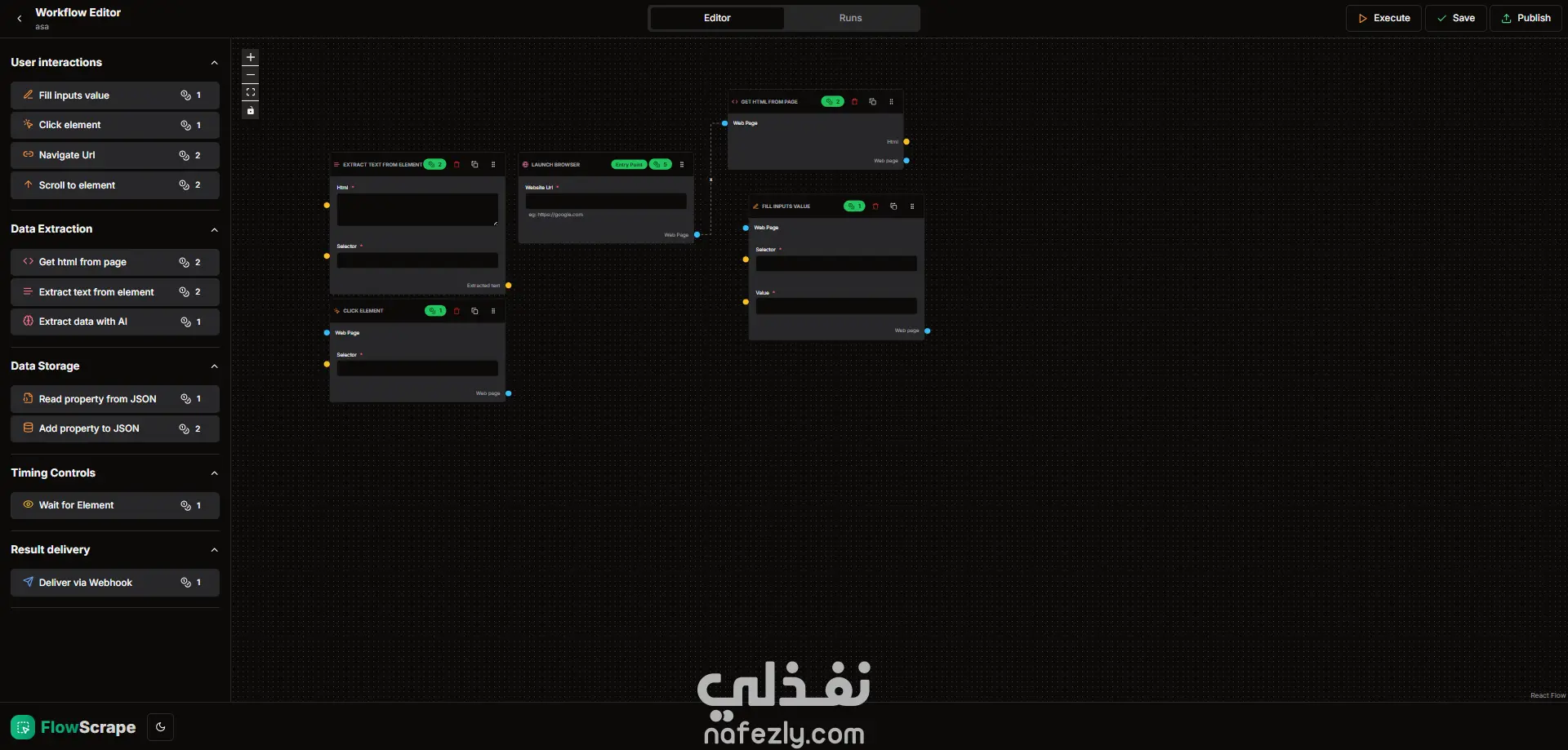 تطوير منصة FlowScrape لأتمتة واستخراج البيانات من المواقع