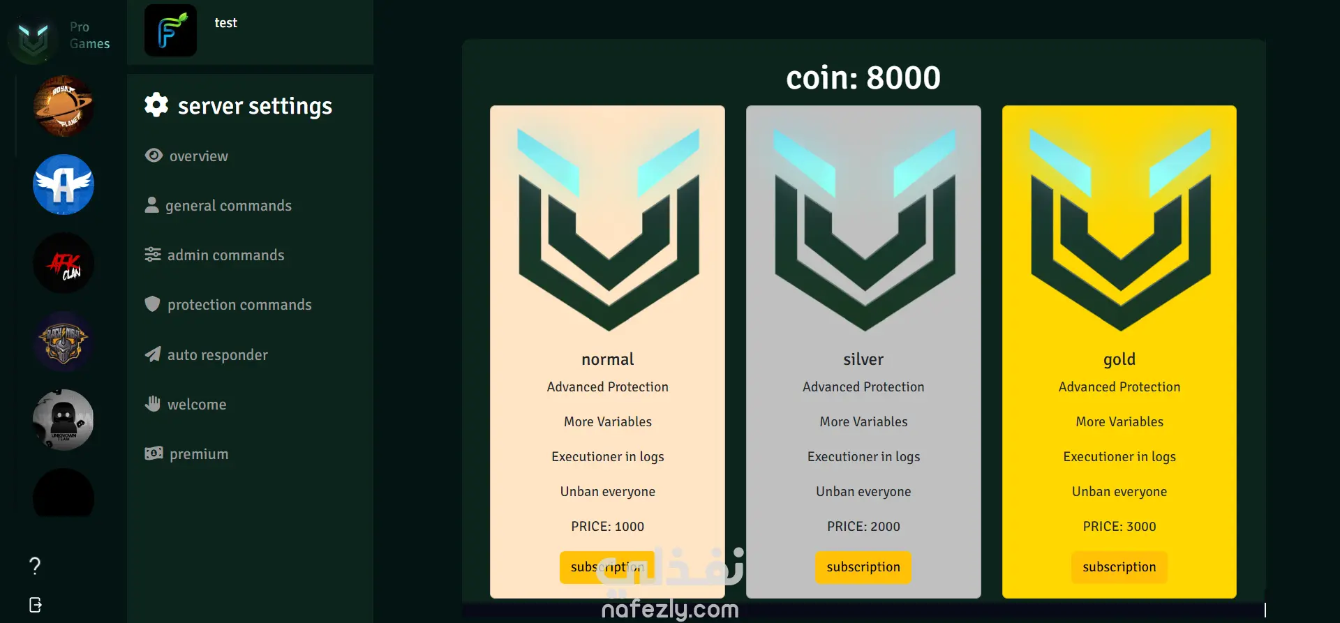 Pro games bot Discord & site