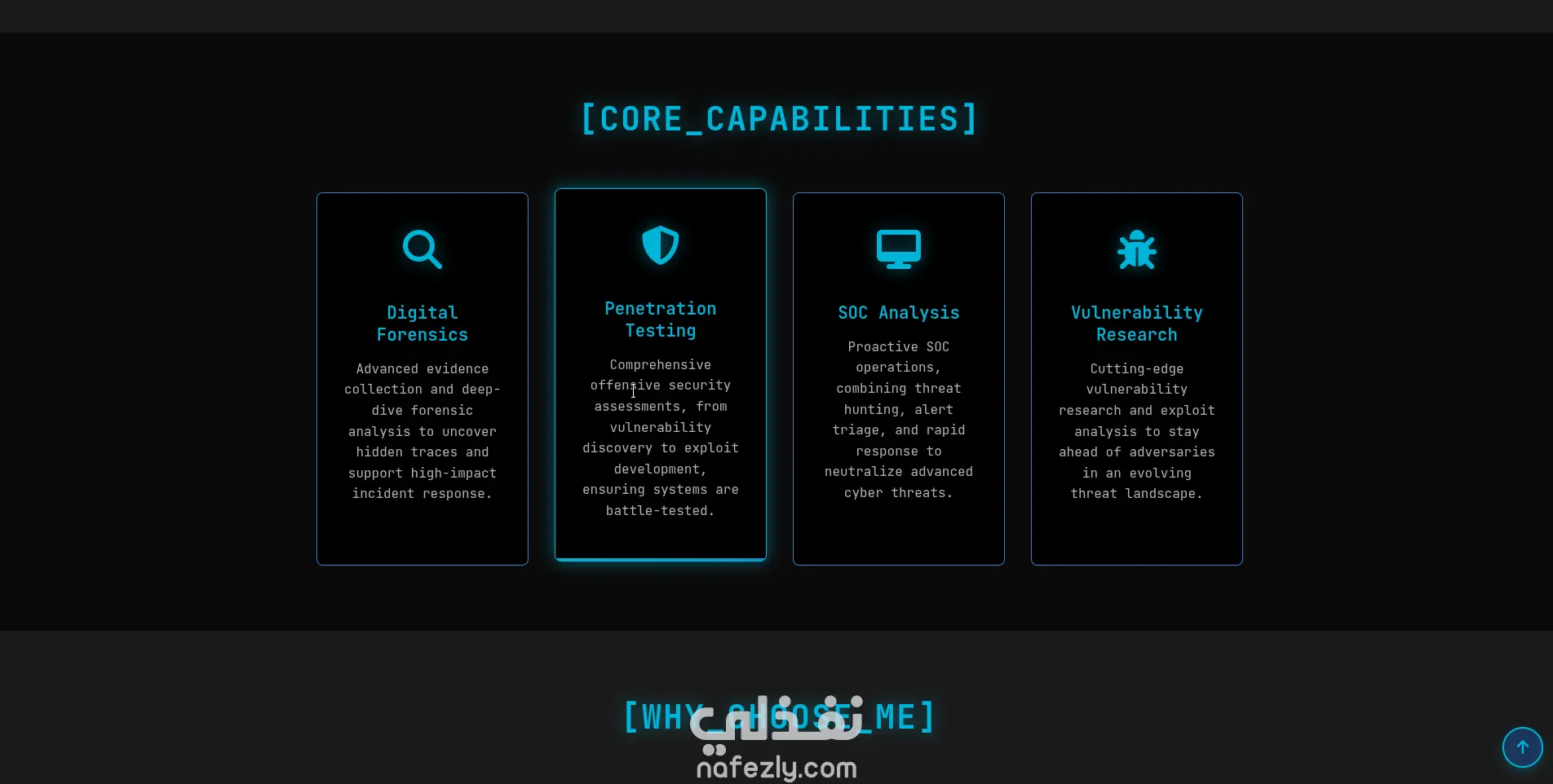 موقعي الشخصي في الأمن السيبراني – Cybersecurity Portfolio Website