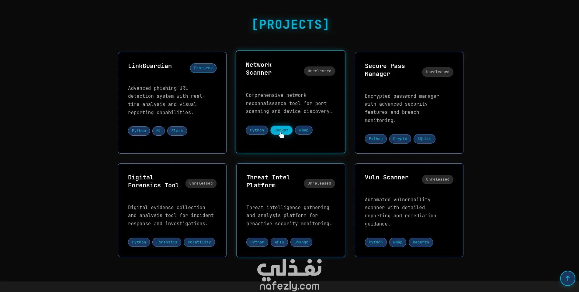 موقعي الشخصي في الأمن السيبراني – Cybersecurity Portfolio Website