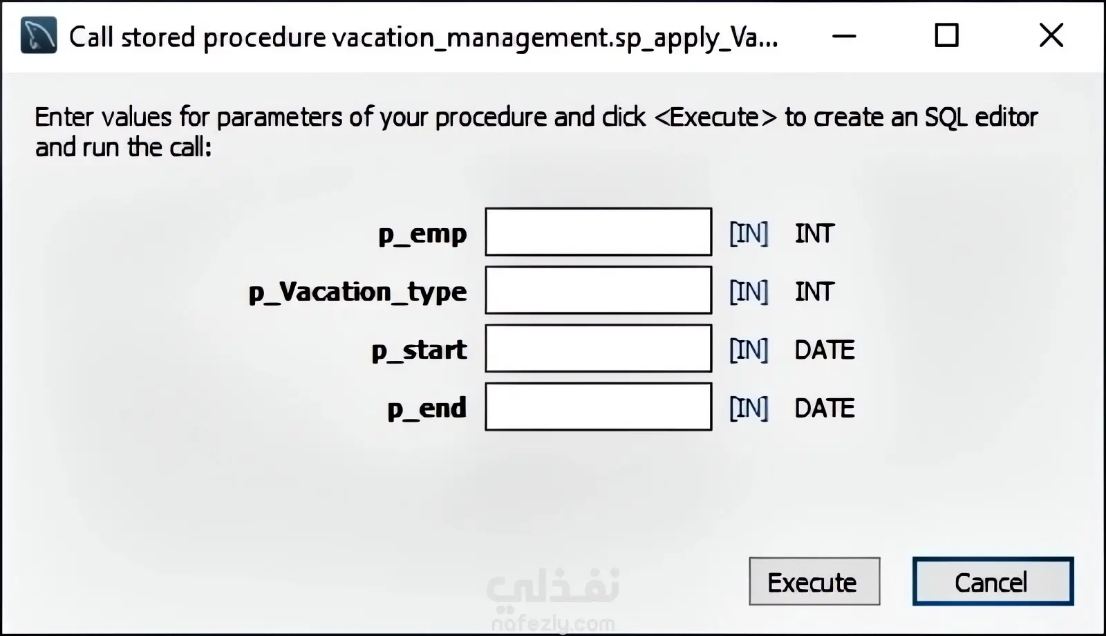 قاعدة بيانات لنظام إدارة الاحازات ياستخدام MYSQL
