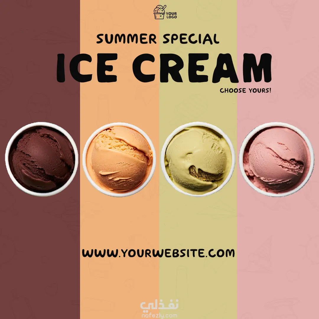 تصميمات سوشال ميديا لبراند آيس كريم