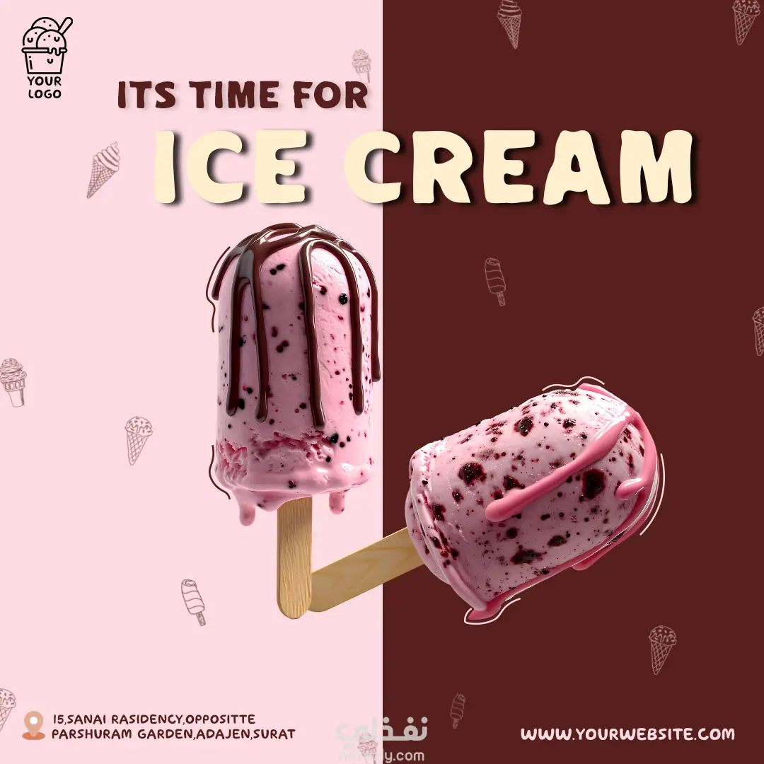 تصميمات سوشال ميديا لبراند آيس كريم