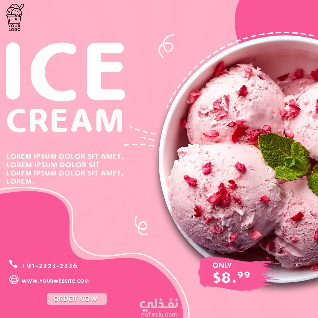 تصميمات سوشال ميديا لبراند آيس كريم