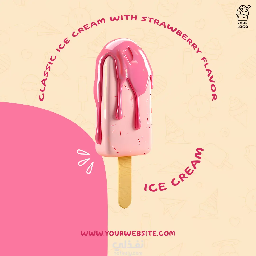 تصميمات سوشال ميديا لبراند آيس كريم