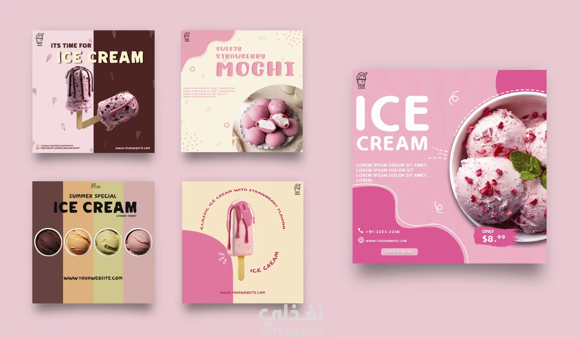 تصميمات سوشال ميديا لبراند آيس كريم