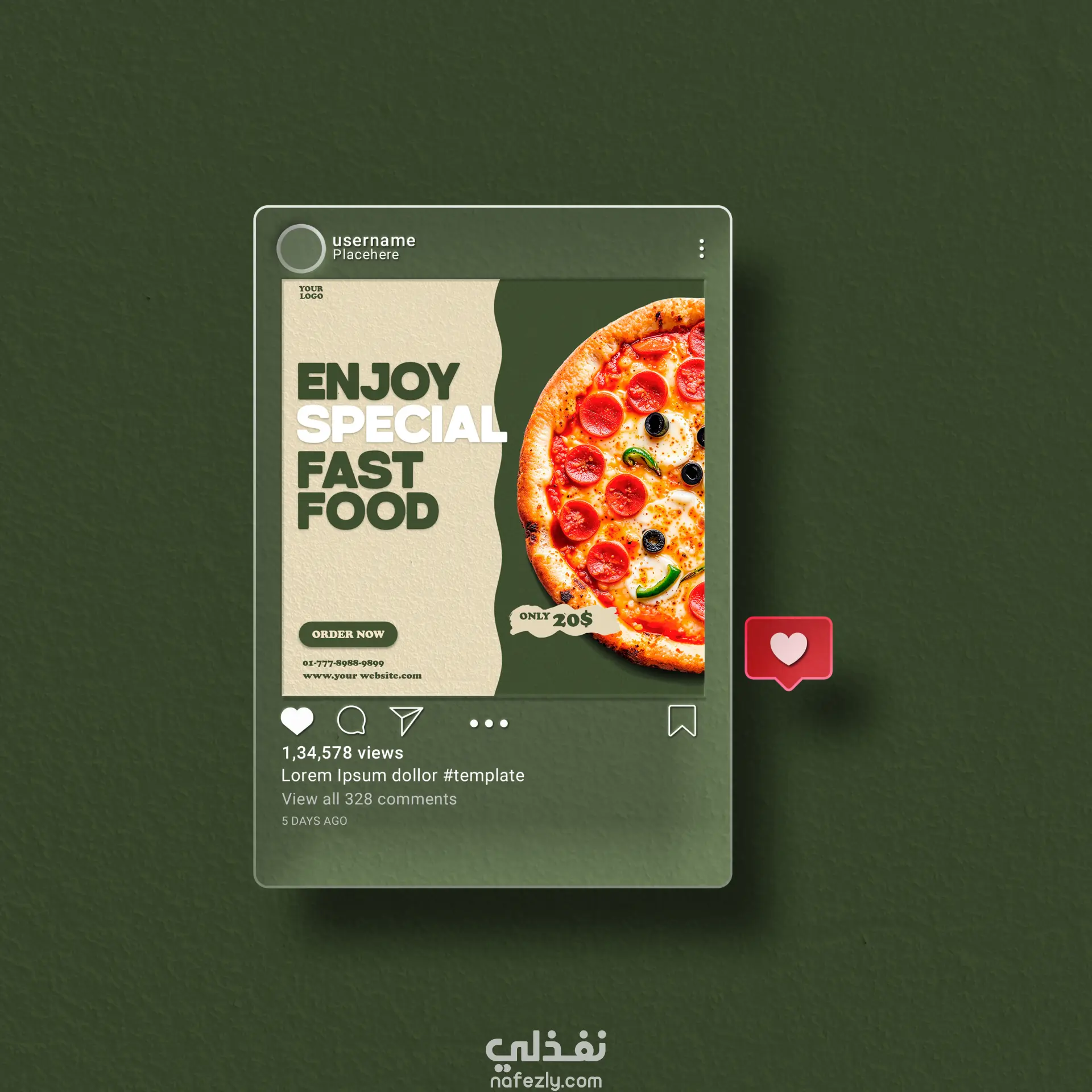 تصميم سوشال ميديا لبراند بيتزا