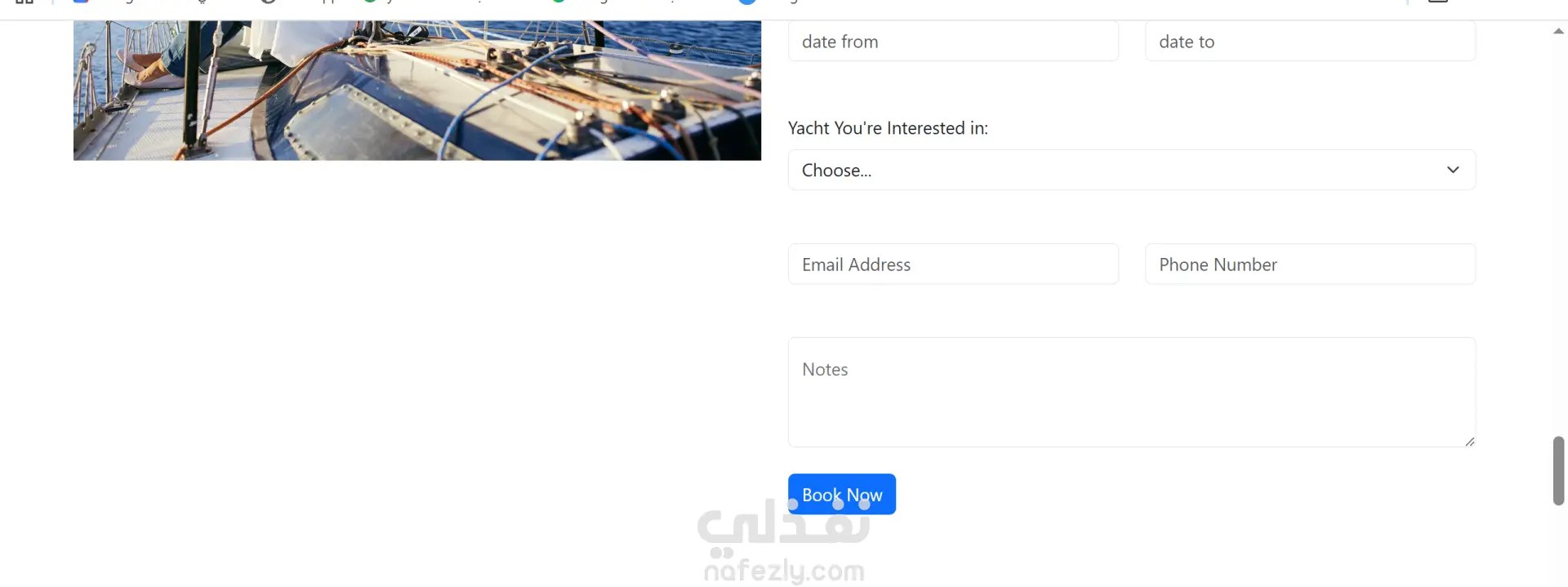 موقع ويب لحجز اليخوت