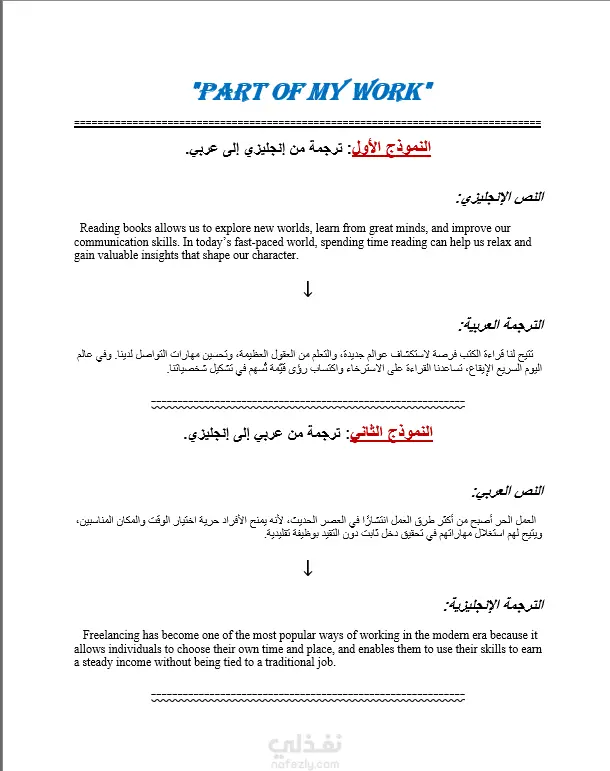 نبذة مختصرة عن اعمالي