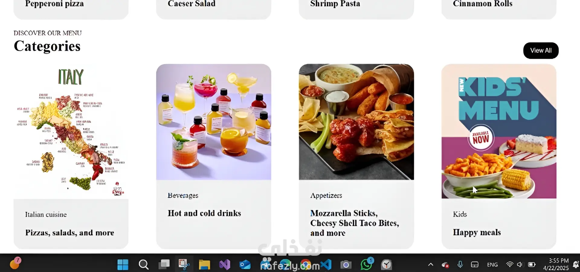 تصميم واجهة مستخدم (UI/UX) احترافية لموقع مطعم جذّاب وسهل الاستخدام