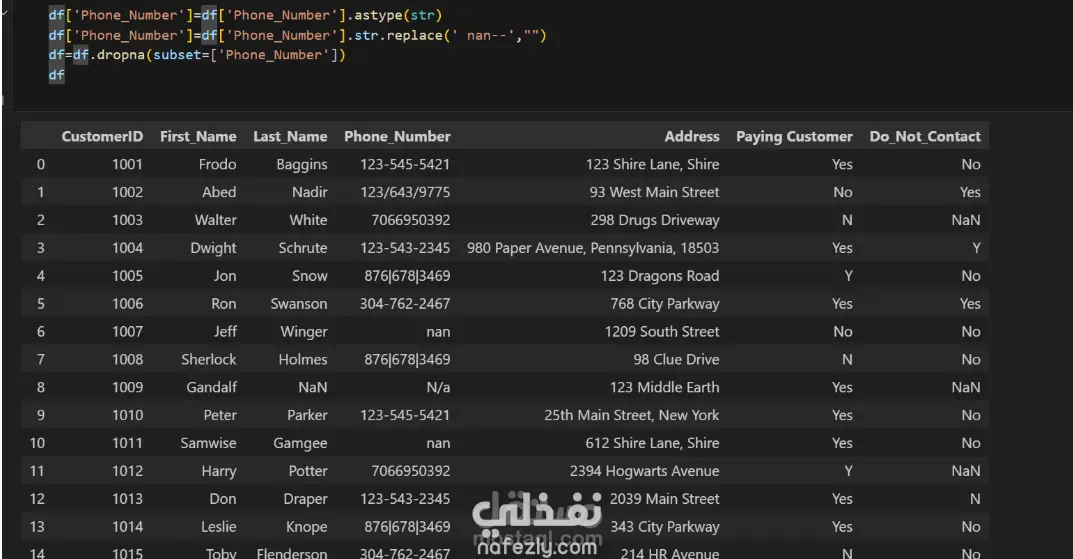 تنظيف البيانات