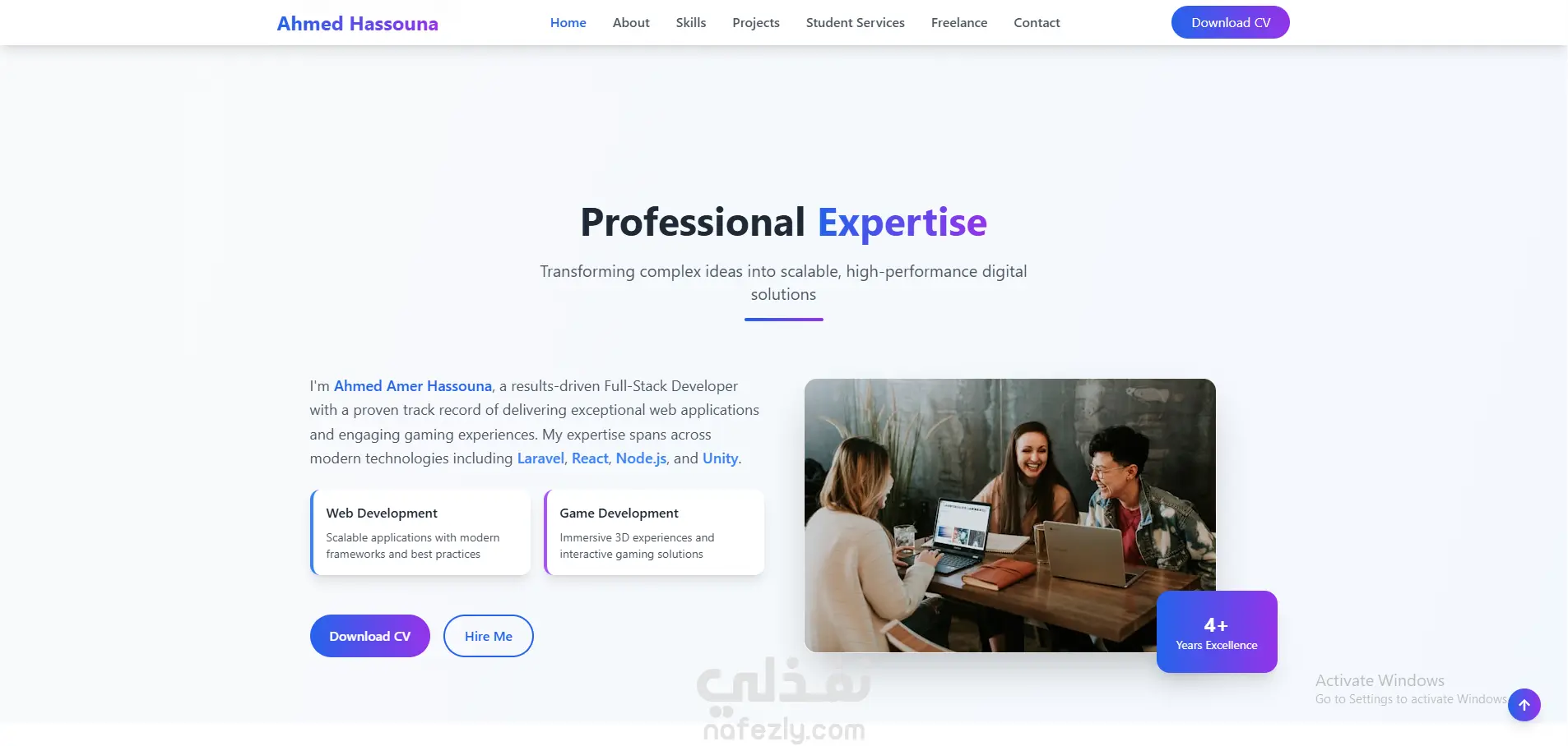 تطوير موقع ويب تفاعلي لبروفايل