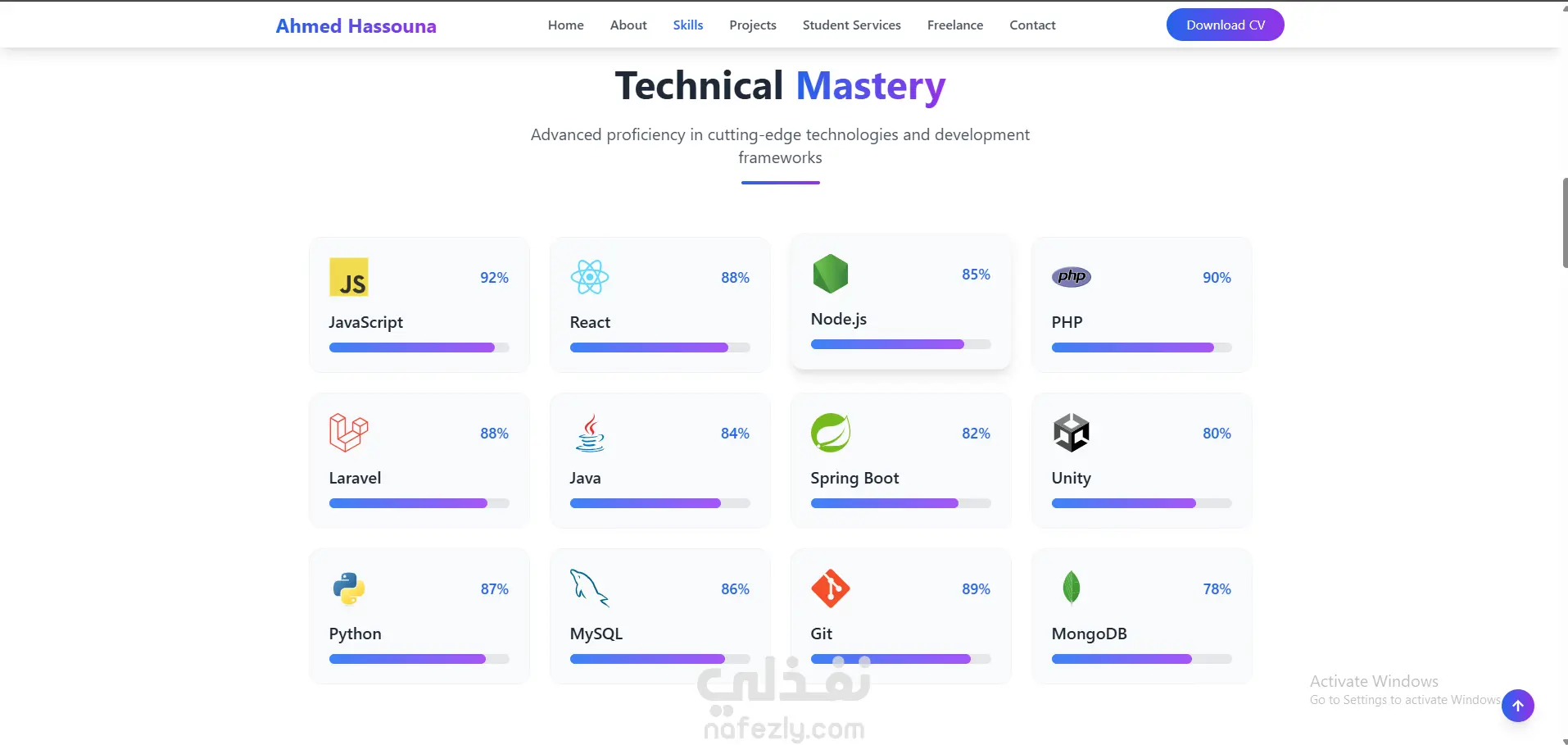 تطوير موقع ويب تفاعلي لبروفايل