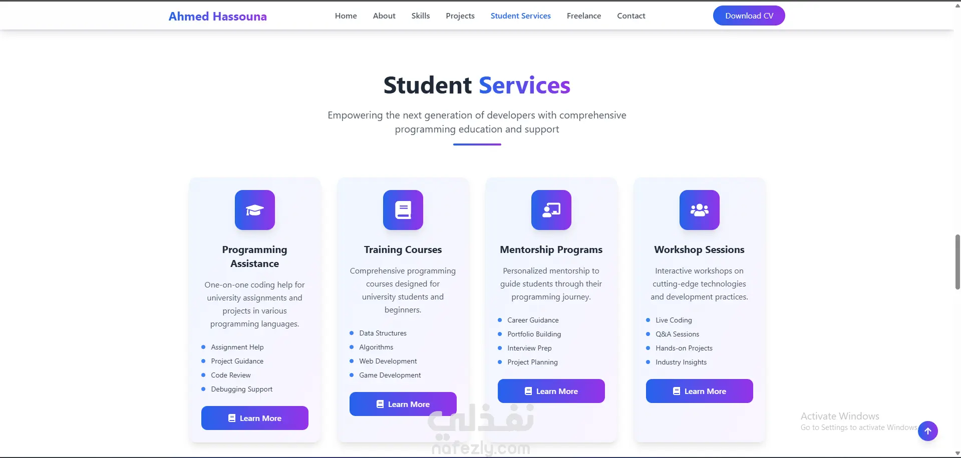 تطوير موقع ويب تفاعلي لبروفايل