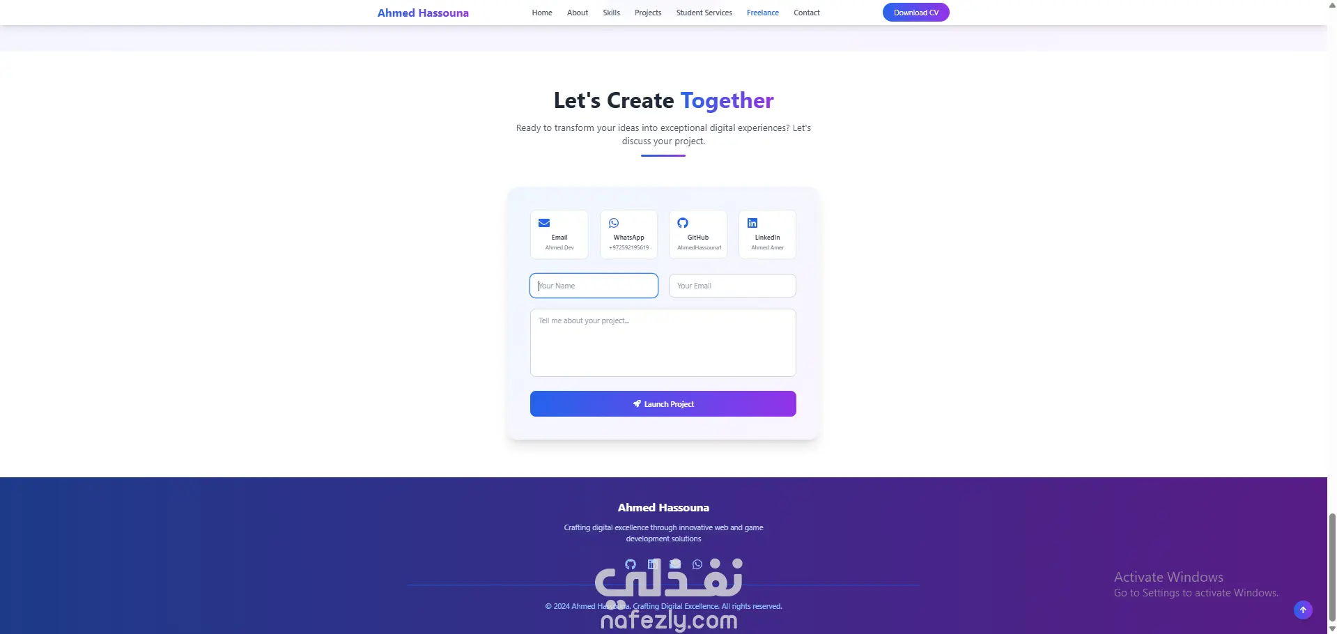 تطوير موقع ويب تفاعلي لبروفايل