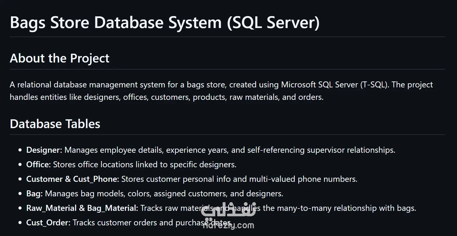 Server Erd (BagShop)تصميم قاعدة بيانات لمحل شنط باستخدام SQL Server | نفذلي