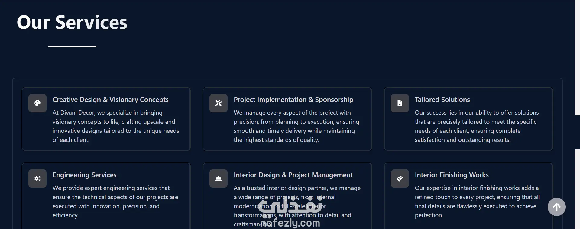 موقع تعريفي لشركة Divaniworld شركة مقاولات وتشطيب داخلي "سعودية"