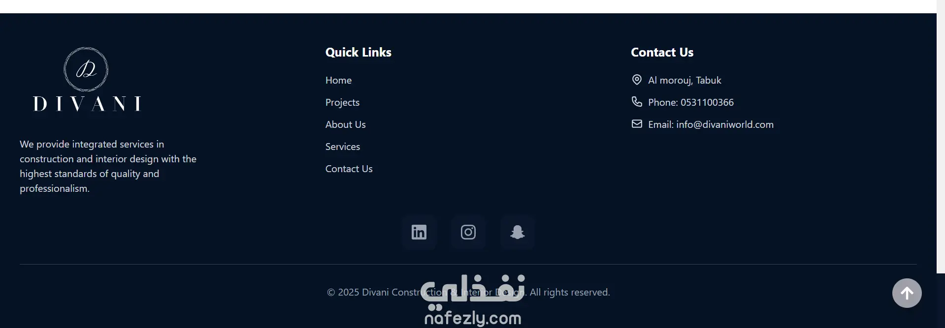 موقع تعريفي لشركة Divaniworld شركة مقاولات وتشطيب داخلي "سعودية"