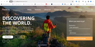 صفحة رئيسية لموقع السفر باستخدام HTML و CSS