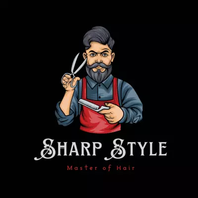 تصميم لوجو محل حلاقه (( Sharp Style ))