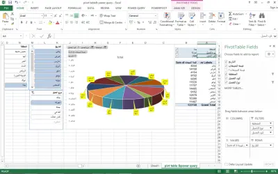 عمل تحليل للبيانات بيفوت تابل و باور كويرى