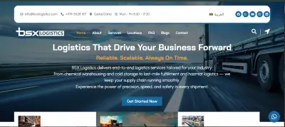 موقع تعريفي BSX Logistics لعمليات اللوجستيات المتخصصة في قطر
