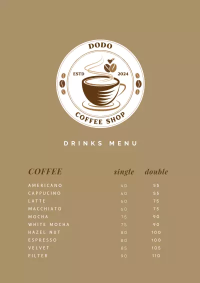 تصميم قائمه أسعار