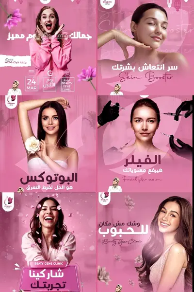 تصاميم سوشيال ميديا لعيادة تجميل