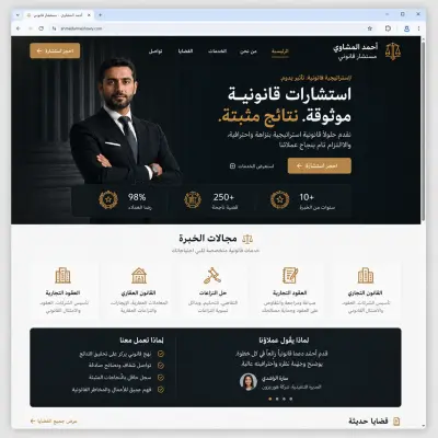 صورة العمل تصميم وتطوير بورتفوليو شخصي احترافي لمستشار قانوني باللغة العربية