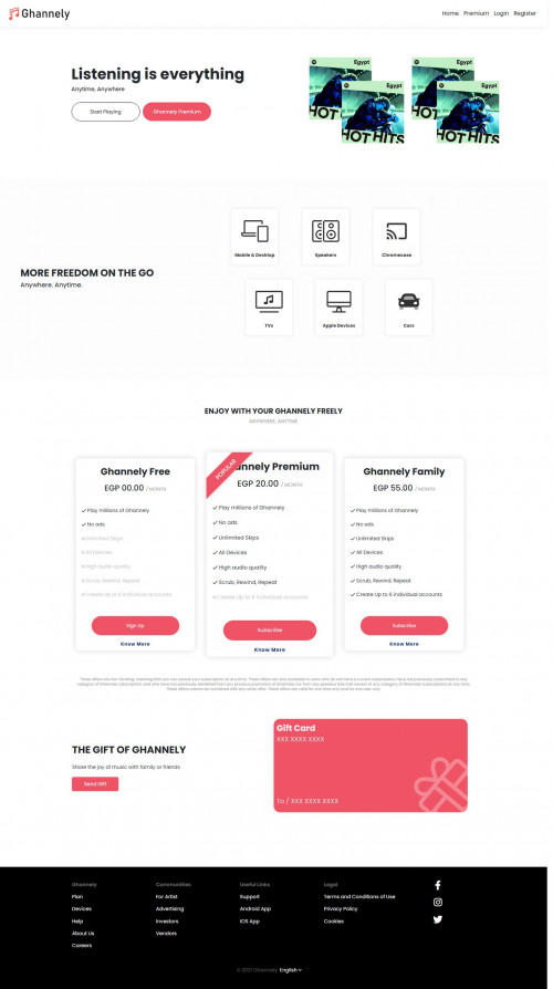 Ghannely - Music player website (Front-end & Back-end)