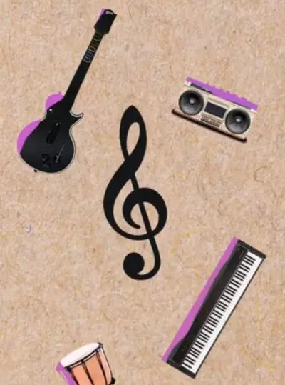 موشن جرافيك ستايل كولاج ارت عن تطور الموسيقى