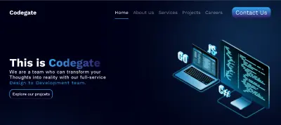 صفحة هبوط Codegate لخدمات تطوير البرمجيات