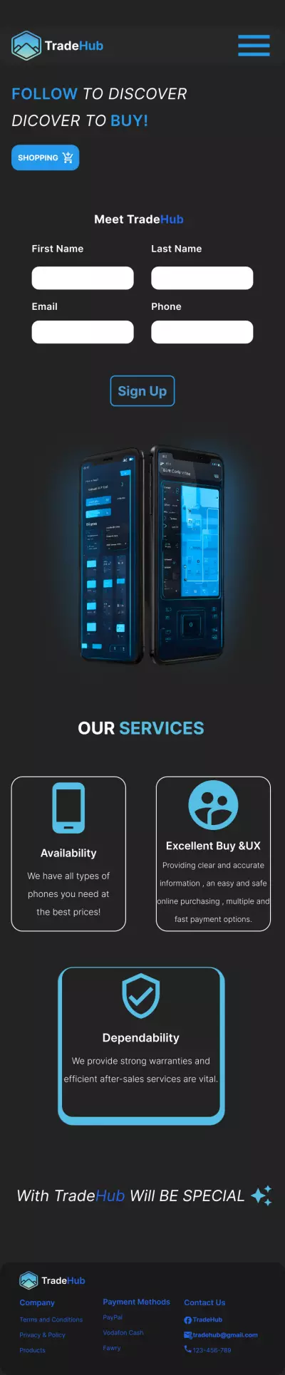 تصميم لمتجر بيع هواتف