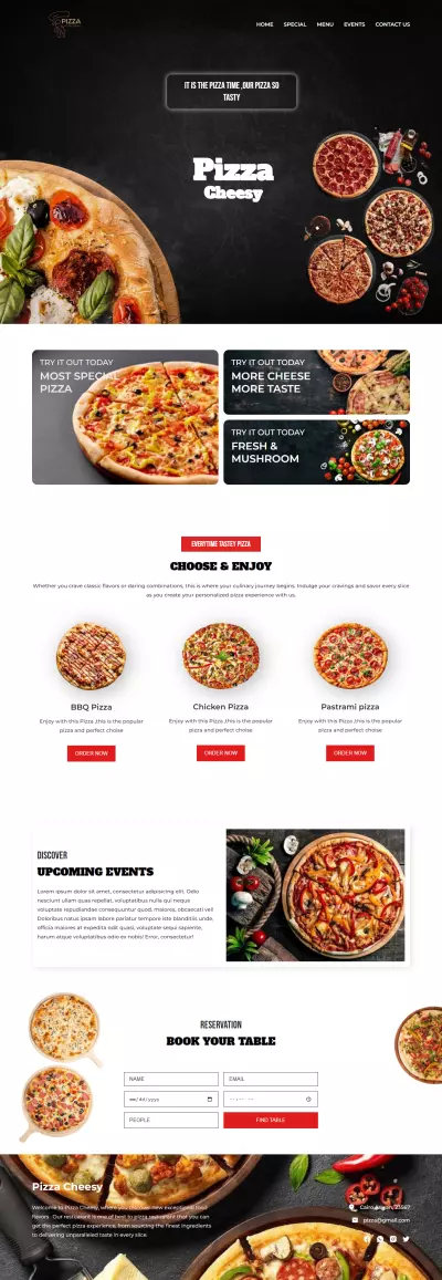 صفحة هبوط لمطعم بيتزا (Landing page for pizza restuarant)