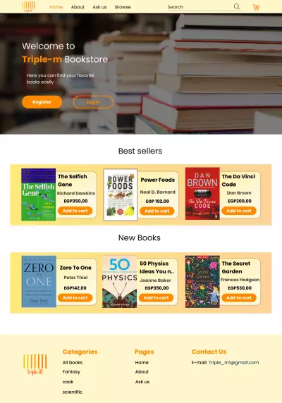 متجر بيع كتب الكتروني | Triple-m