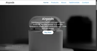 تصميم وتطوير موقع منتجات AirPods متجاوب باستخدام Bootstrap و HTML و CSS و JavaScript