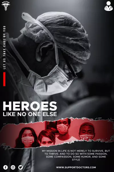 تصميم بوستر طبي بعنوان "Heroes like no one else"