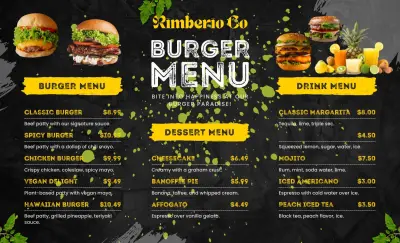 منيو لمطعم برجر