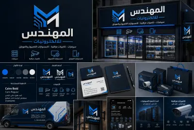 تصميم لوجو لشركه بيع اجهزه رسيرفر وكاميرات مراقبه وملحقات الكمبيوتر والموبايل "المهندس للالكترونيات"