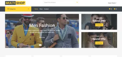 متجر إلكتروني مع لوحة تحكم