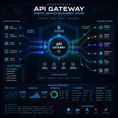 صورة العمل نظام API Gateway متكامل لإدارة وربط الخدمات الرقمية