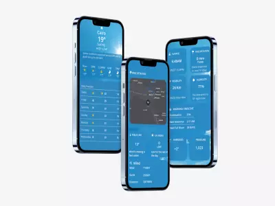 تصميم واجهات مستخدم لتطبيق الطقس – Weather App