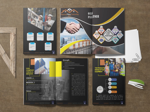 بروفيل لشكره مقاولات باستخدام برنامج الانديزاين