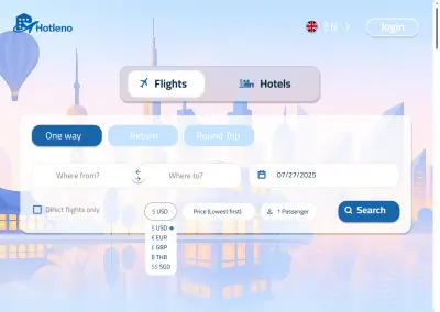 UI/UX design for flight booking website