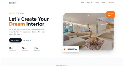 Interno – موقع شركة تصميم داخلي موقع ويب احترافي كامل (Landing Page + صفحات داخلية) | مشروع Full Stack