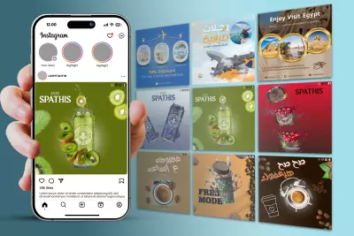 تصميمات سوشيال ميديا احترافية لشركة مشروبات غازية | سبيروسياتس – Social Media Designs for Beverage Brand